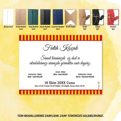 Mert Sünnet Davetiye 0318 - Taraftar Tasarım Sünnet Davetiyesi