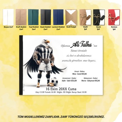 Mert Sünnet Davetiye 0334 - Taraftar Tasarım Sünnet Davetiyesi