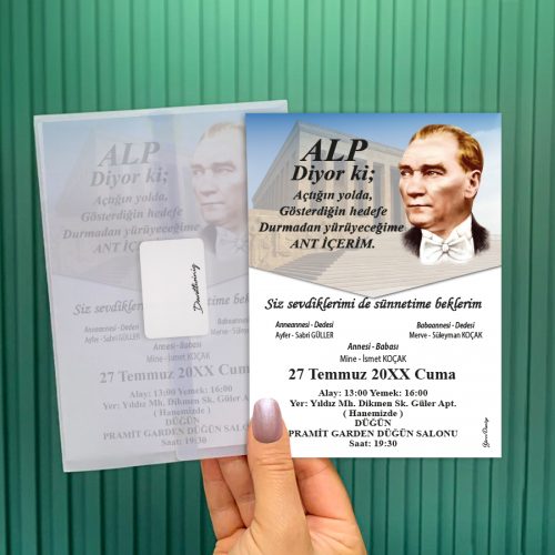 Şeffaf Zarflı Sünnet Davetiye 800 - Atatürk Tasarım Davetiye Şeffaf Zarflı Sünnet Davetiye 800 - Atatürk Tasarım Davetiye - Otuz9 Reklam