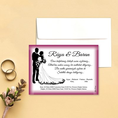 Gelin Damat Resimli Nikah Davetiyesi