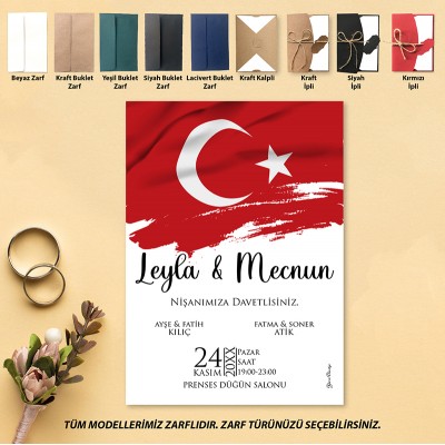 Otuz9 Davetiye 0796 - Türk Bayrağı Tasarımı Davetiye
