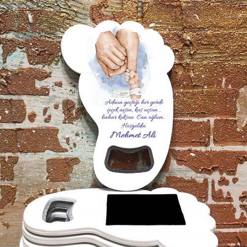 Ayak Açacaklı Magnet 4029 - Erkek Bebek Eli Teması - Yaren Davetiye