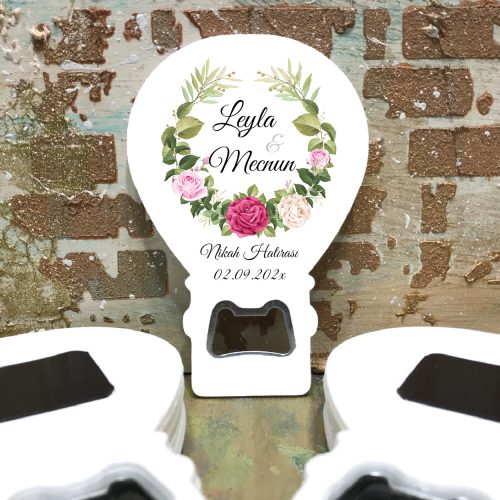 Balon Açacaklı Magnet 0114 - Çiçekli Nikah Hatırası Hediyelik - Otuz9 Reklam