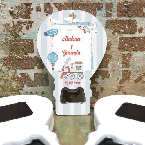 Balon Açacaklı Magnet 252 - Yenidoğan Erkek Bebek Tasarım - Yaren Davetiye