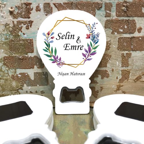 Balon Açacaklı Magnet 0265 - Mavi Çiçekli Tasarım - Otuz9 Reklam