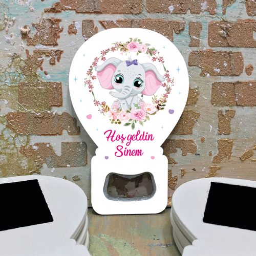 Balon Açacaklı Magnet 354 - Çiçekli Sevimli Fil Tasarım - Otuz9 Reklam