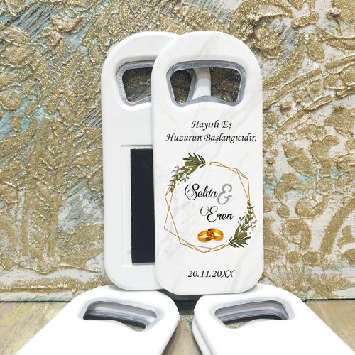 Dikdörtgen Açacaklı Magnet 01010 - Yüzüklü Hediyelik Magnet - Yaren Davetiye