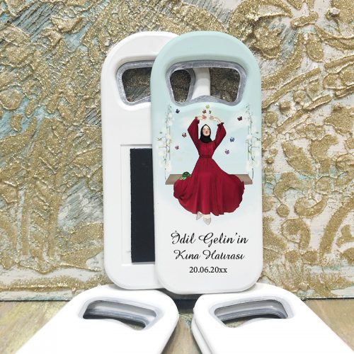 Tesettürlü Kına Kızı Tasarım Magnet - Yaren Davetiye