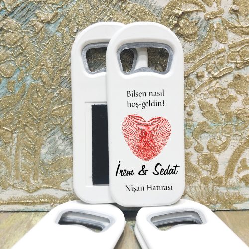 Dikdörtgen Açacaklı Magnet 01141 - Parmak İzi Tasarım Hediyelik Magnet - Yaren Davetiye