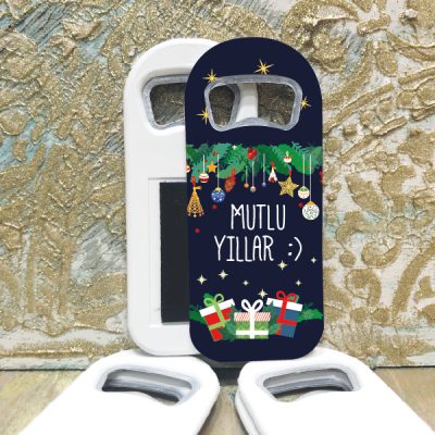 Dikdörtgen Açacaklı Magnet 01153 - Mutlu Yıllar - Yılbaşı - Yeni Yıl Tasarım Hediyelik Magnet