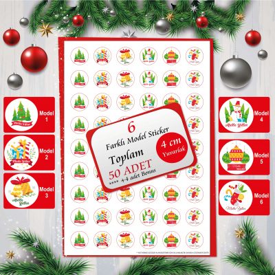 Yılbaşı - Yeni Yıl Temalı Etiket Seti 03