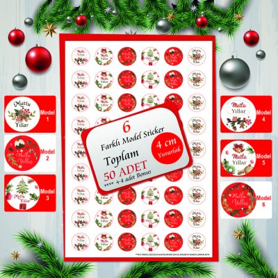 Yılbaşı - Yeni Yıl Temalı Etiket Seti 05