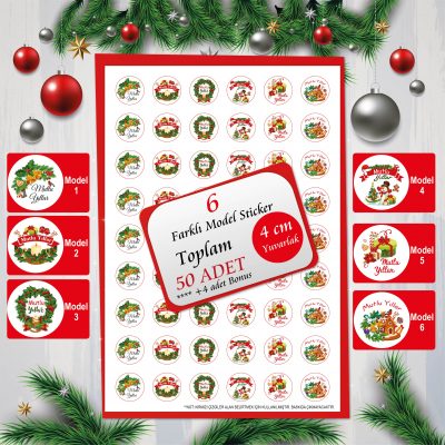 Yılbaşı - Yeni Yıl Temalı Etiket Seti 07