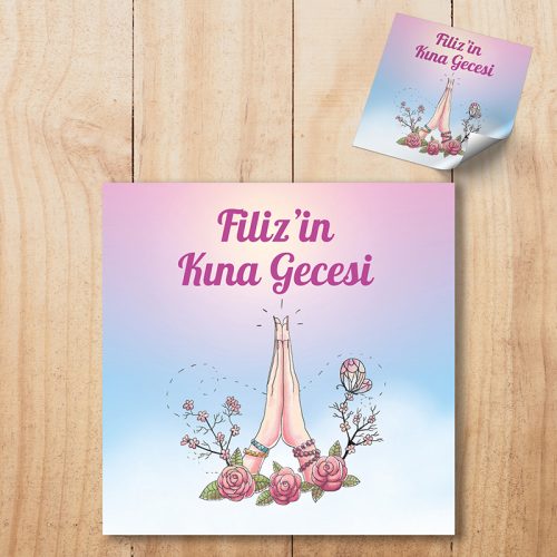 etiket sticker Kare Etiket 024 - Kına Gecesi Tasarım Etiket - Otuz9 Reklam