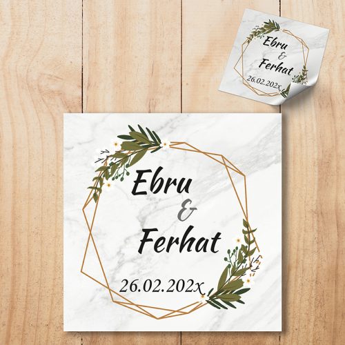 Kare Etiket 045 - Nişan Etiketi