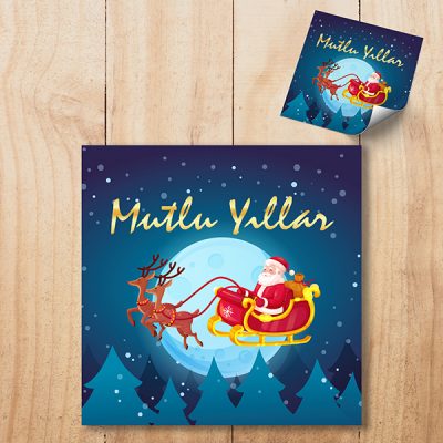 Kare Etiket 129 - Mutlu Yıllar - Yılbaşı - Yeni Yıl Tasarım Sticker