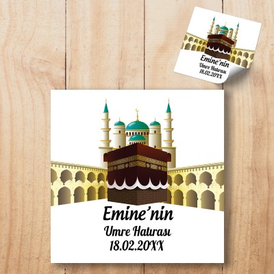 Kare Etiket 154 - Kabe Tasarım - Umre  - Hac Hatırası Etiket