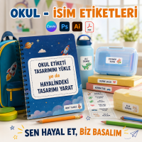 01- Okul - İsim Etiketi Tasarla ( 6 x 4 cm )