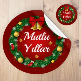 Yuvarlak Etiket 090  - Mutlu Yıllar - Yılbaşı - Yeni Yıl Tasarım Sticker