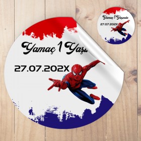 Yuvarlak Etiket 091 - Spiderman, Örümcek Adam Temalı