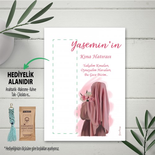 Tesettürlü Gelin Tasarım Hediye Kartı Hediyelik Kartı - Yaren Davetiye