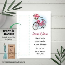 Hediyelik Kartı 0122 - Bisiklet Temalı Nişan Hatırası Hediye Kartı