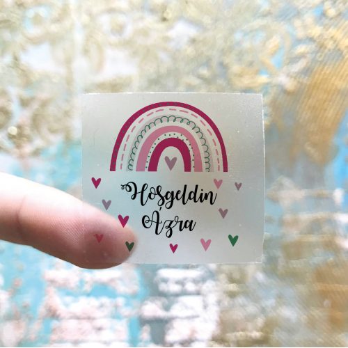 Kare Şeffaf Etiket 519 - Gökkuşağı Tasarım - Yaren Davetiye