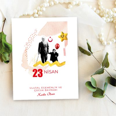 Takı Kartı 126 - 23 Nisan Çocuk Bayramı Hatırası Atatürk Tasarım Bileklik Hediye Kartı